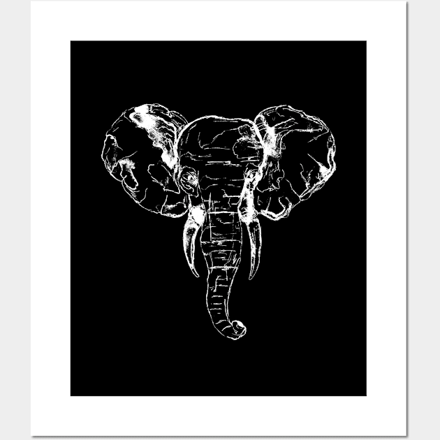 Black and White Elephant Head Wall Art by ZeichenbloQ